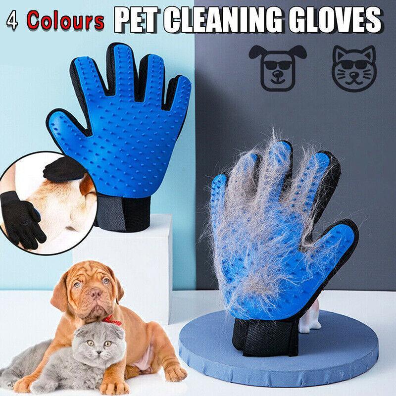Dog Cat Massage Hair Removal Grooming Comb Touch Cleaning Brush Magic Glove - Red Left Hand