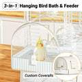 3in1 Parrot Bath Basin Bird Bathtub Cage Bird Feeder Water Bowl - Overdress