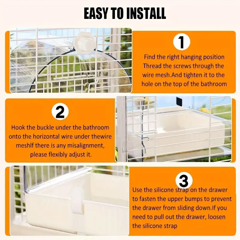 3in1 Parrot Bath Basin Bird Bathtub Cage Bird Feeder Water Bowl - Overdress