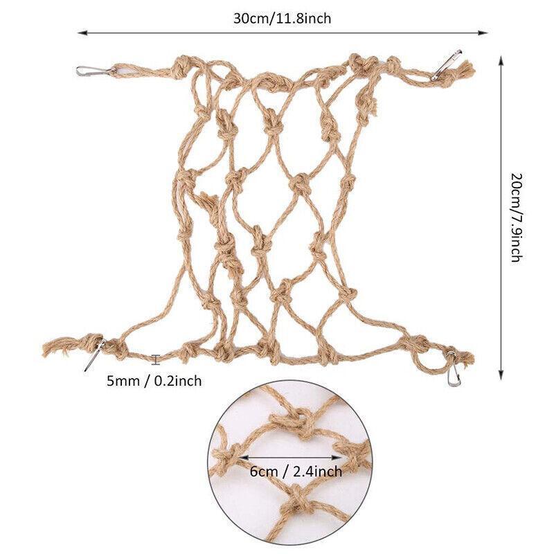 Hanging Climbing Net for Birds and Small Pets Hemp Rope Cage Hammock - Hemp Rope