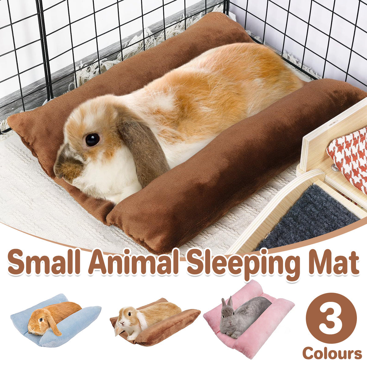 Small Animal Bed Cushion Plush Sleeping Mat for Guinea Pig - Brown