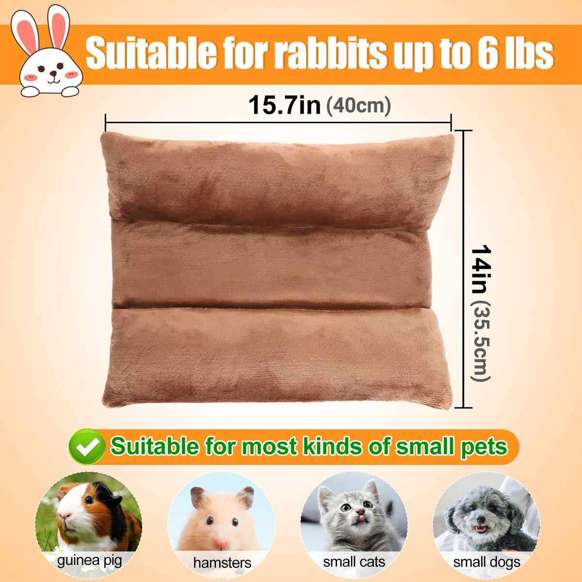 Small Animal Bed Cushion Plush Sleeping Mat for Guinea Pig - Brown