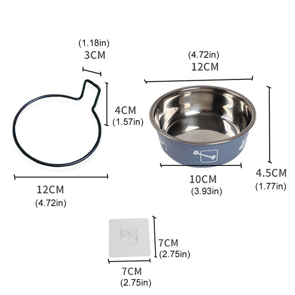 Stainless Steel Pet Bowl Hanging Cat Food Water Bowl Durable for Dogs and Cats - Black-14cm
