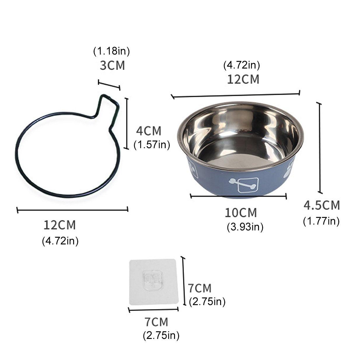 Stainless Steel Pet Bowl Hanging Cat Food Water Bowl Durable for Dogs and Cats - Black-14cm