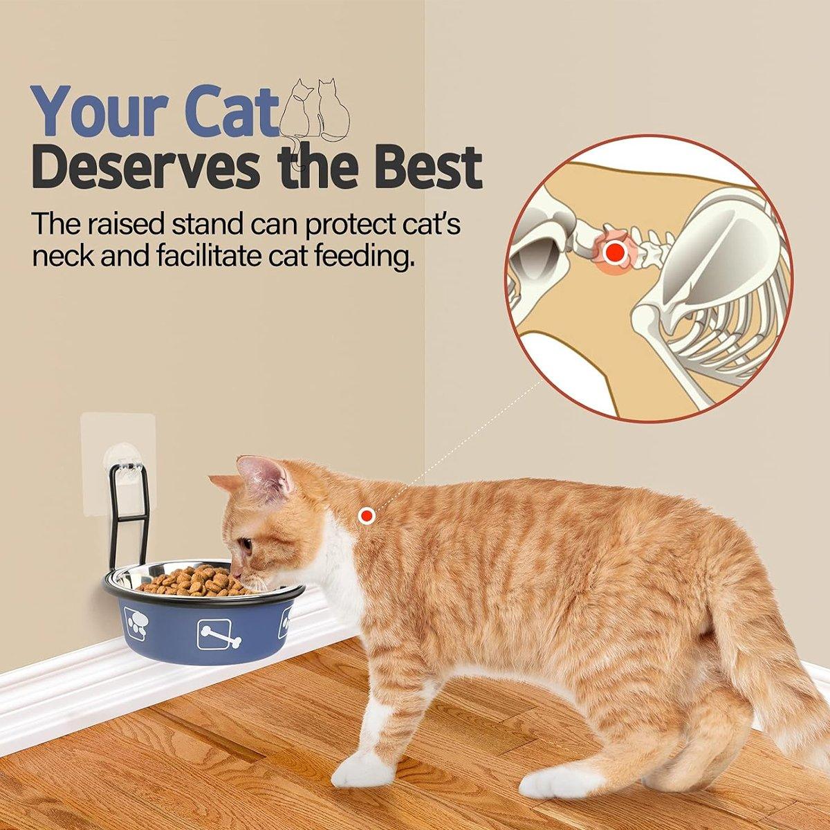 Stainless Steel Pet Bowl Hanging Cat Food Water Bowl Durable for Dogs and Cats - Black-14cm
