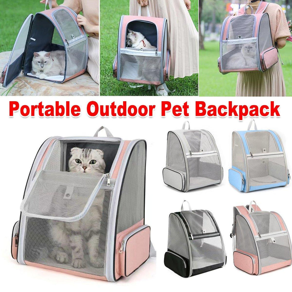 Large Foldable Portable Cat Dog Bag Outdoor Shoulder Backpack - Blue