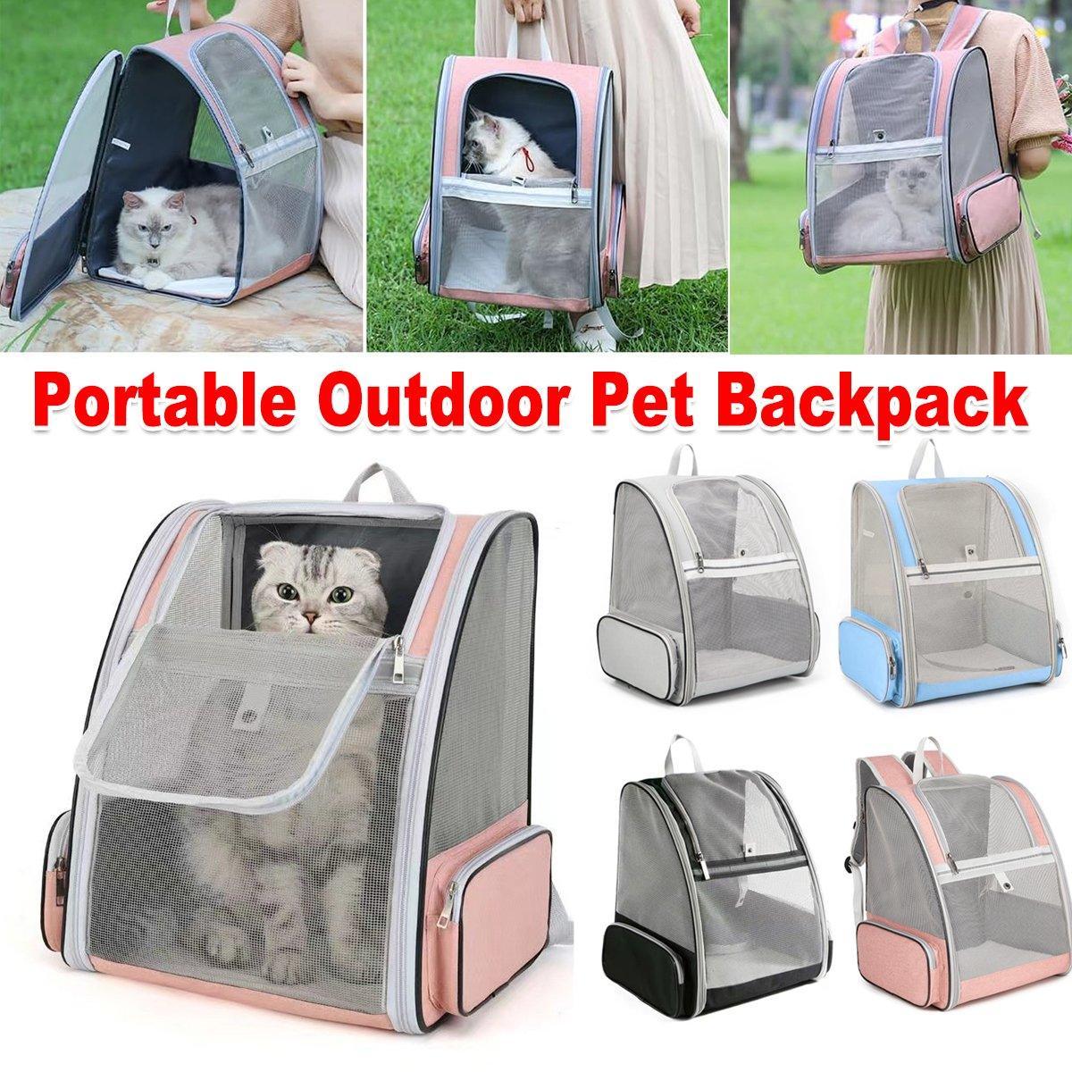 Large Foldable Portable Cat Dog Bag Outdoor Shoulder Backpack - Pink
