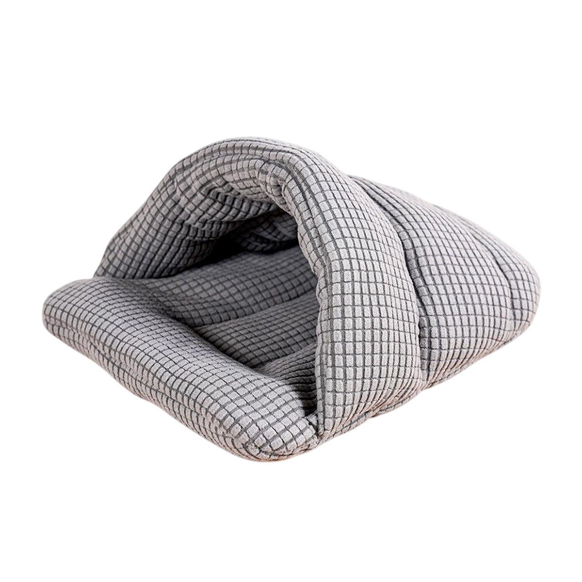 Pet Kennel Sleeping Bag Semi Enclosed Bed for Cats and Puppies - Grey