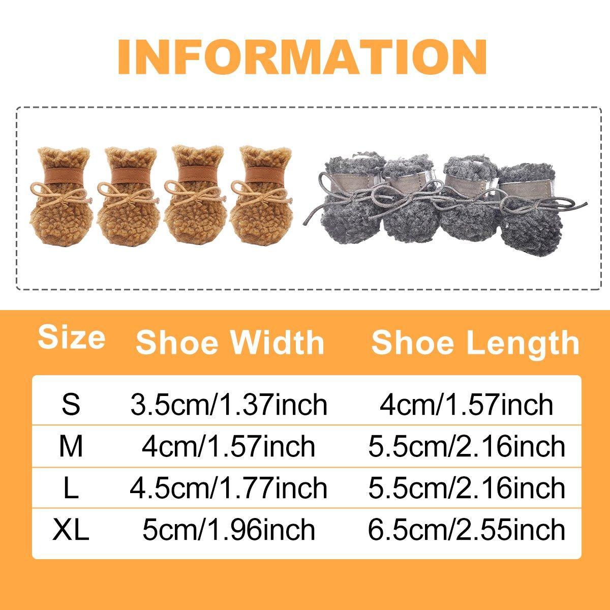 Winter Pet Dog Non-Slip Cotton Shoes - Brown-M