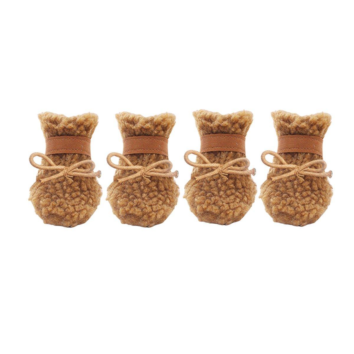 Winter Pet Dog Non-Slip Cotton Shoes - Brown-M