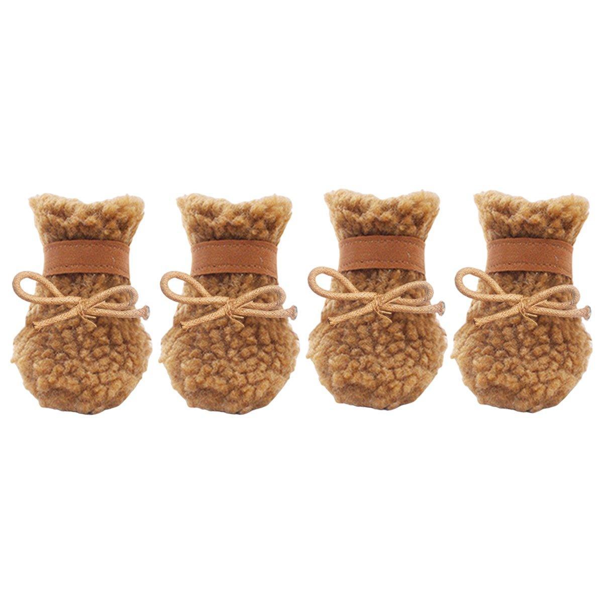Winter Pet Dog Non-Slip Cotton Shoes - Brown-M