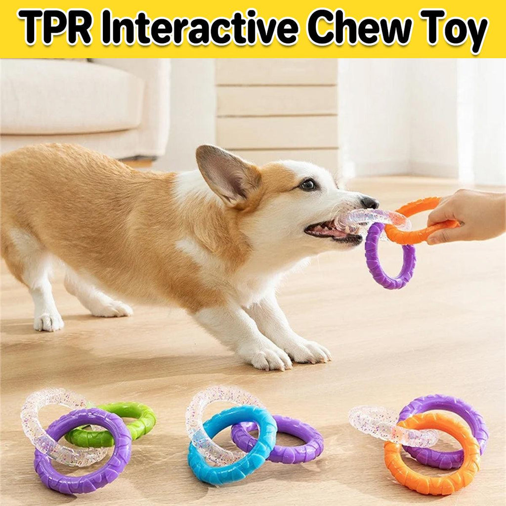 Interactive Dog Toys TRP Rubber Ring Teething Chew Play Fetch - Green-Purple