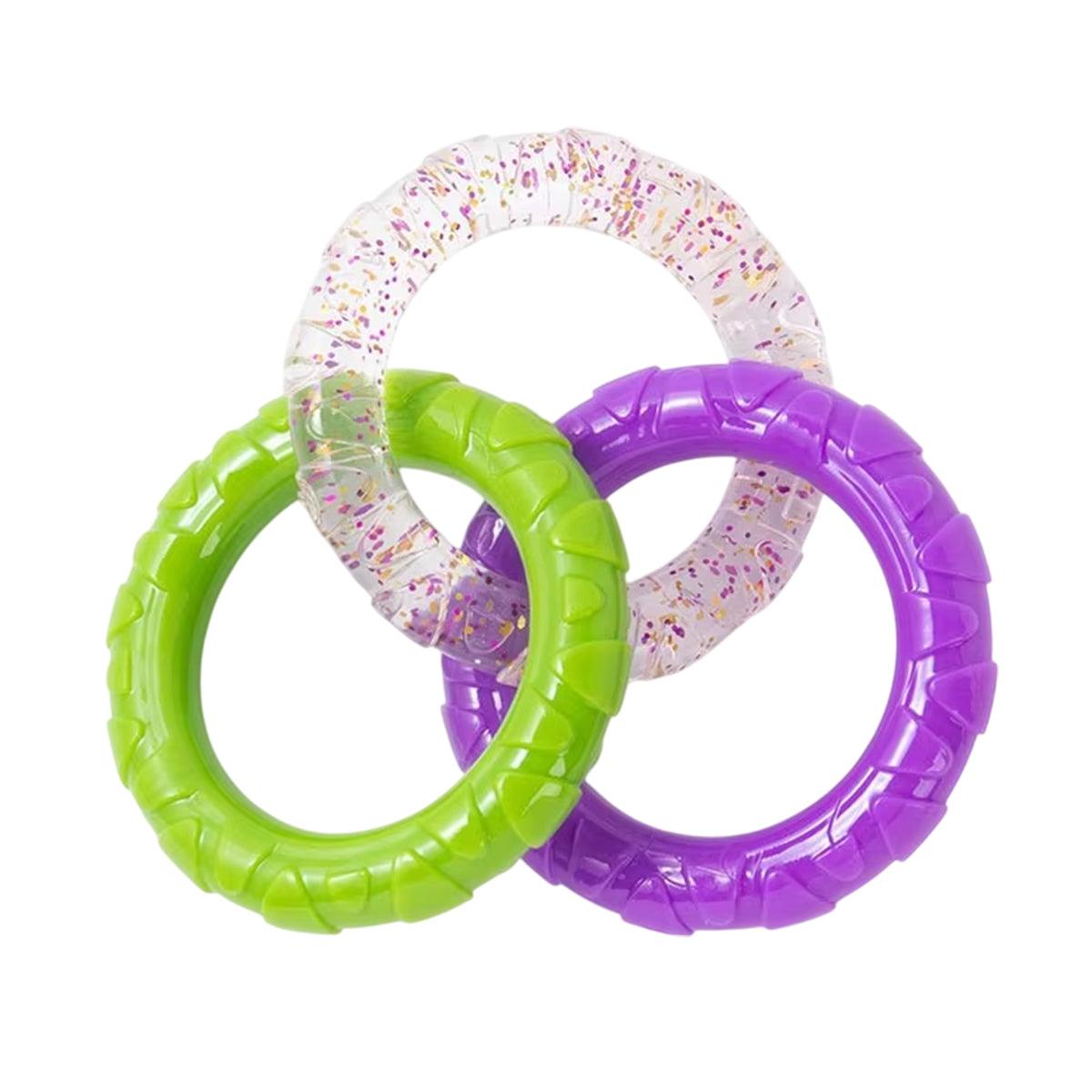 Interactive Dog Toys TRP Rubber Ring Teething Chew Play Fetch - Green-Purple