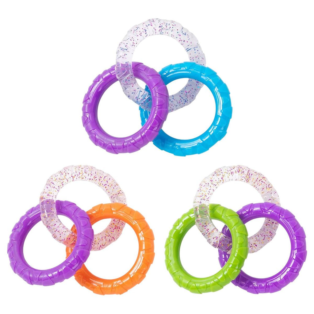 Interactive Dog Toys TRP Rubber Ring Teething Chew Play Fetch - Orange-Purple