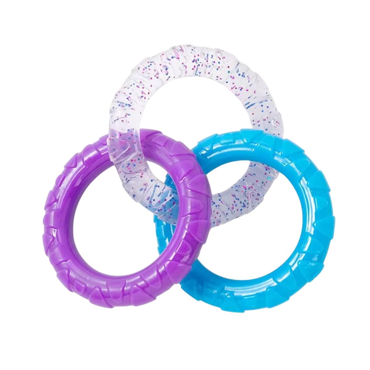 Interactive Dog Toys TRP Rubber Ring Teething Chew Play Fetch - Orange-Purple