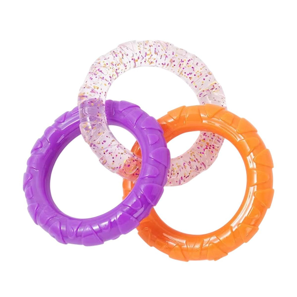 Interactive Dog Toys TRP Rubber Ring Teething Chew Play Fetch - Orange-Purple