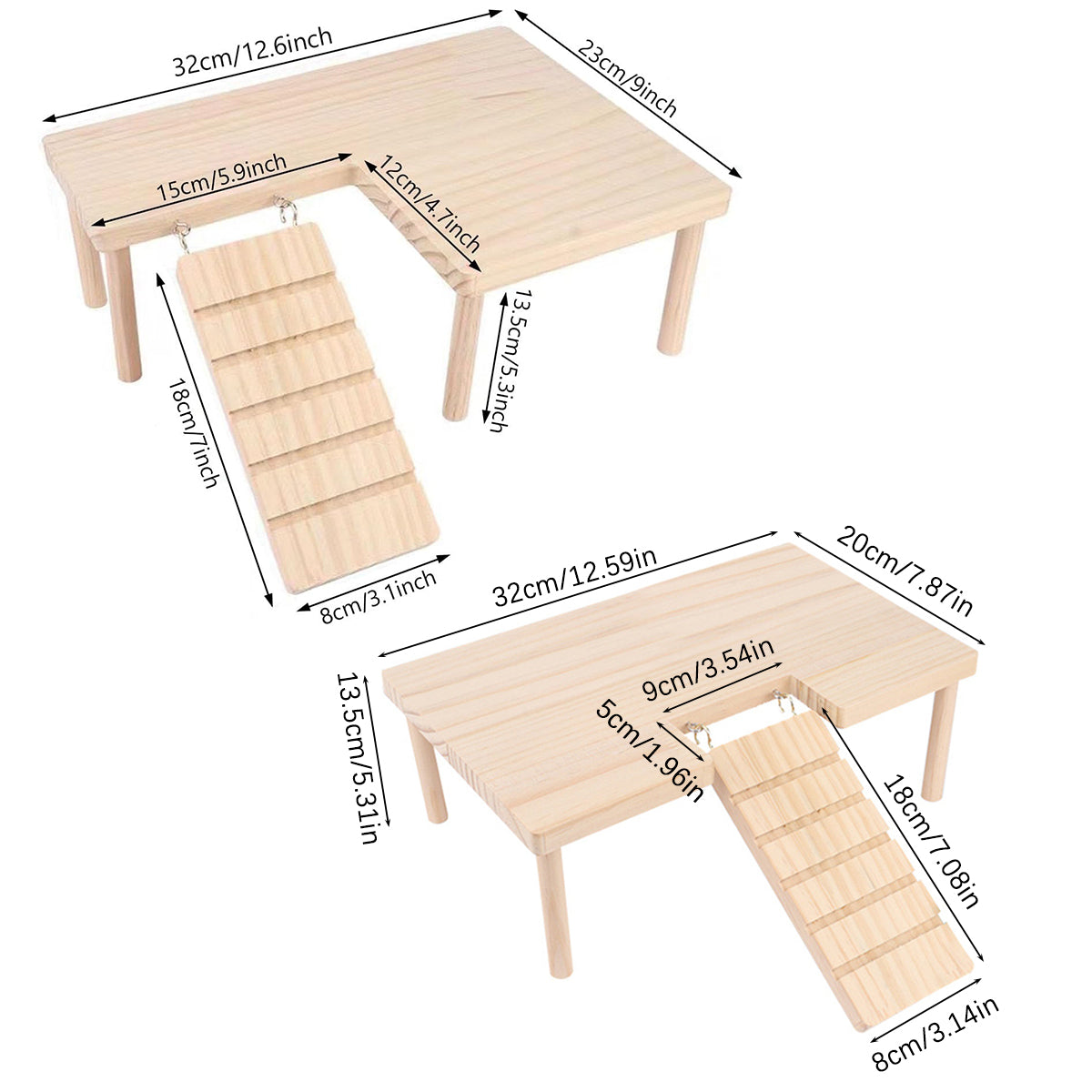 Guinea Pig Wood Stand Platform with Ladder Small - Accessories - L-shape