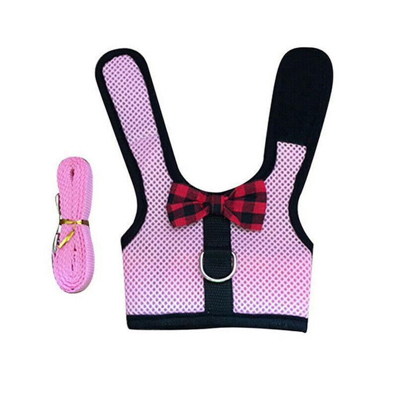 Rabbit Vest Harness Leash for Guinea Pig Traction Rope M - Pink