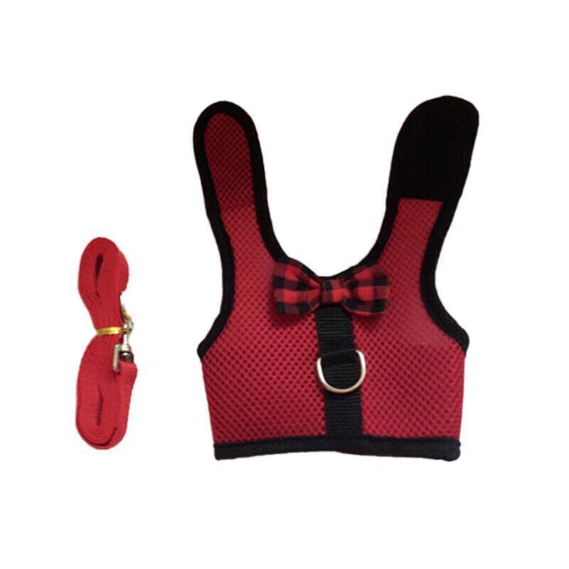 Rabbit Vest Harness Leash for Guinea Pig Traction Rope M - Red