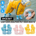 4pcs Cartoon Pet Rain Boots Waterproof Non-Slip Wear-Resistant Shoes for Dogs - Blue - L