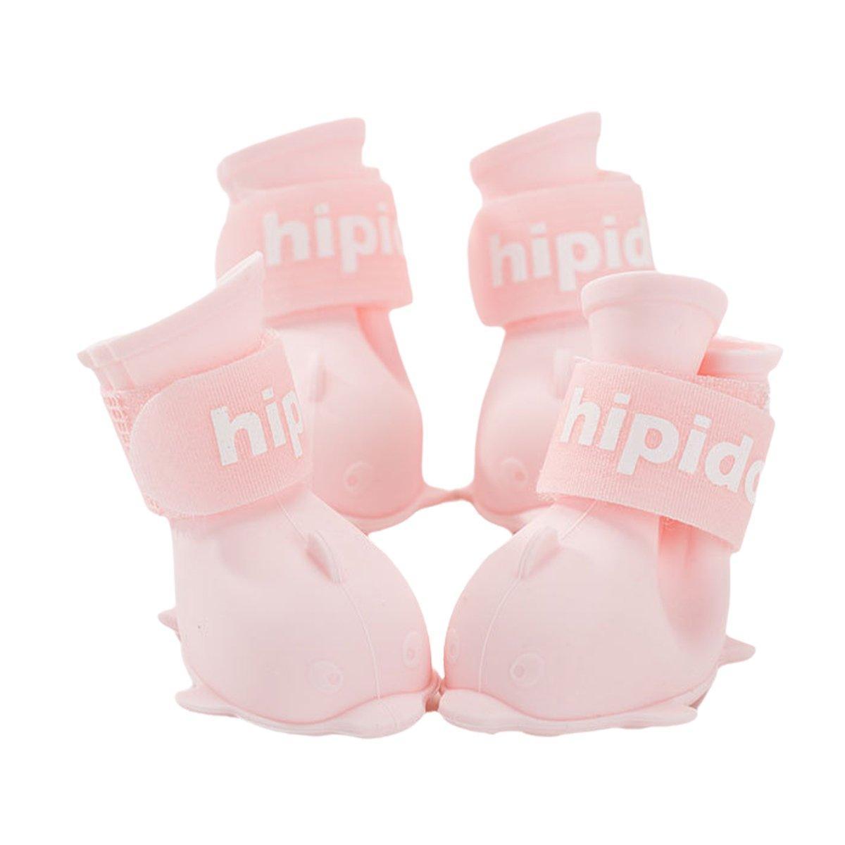 4pcs Cartoon Pet Rain Boots Waterproof Non-Slip Wear-Resistant Shoes for Dogs - Blue - L