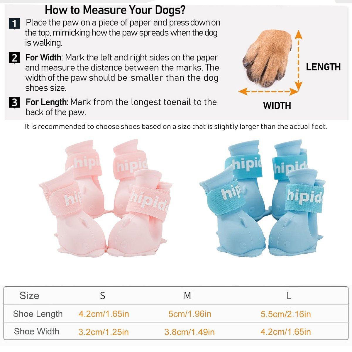 4pcs Cartoon Pet Rain Boots Waterproof Non-Slip Wear-Resistant Shoes for Dogs - Blue - M