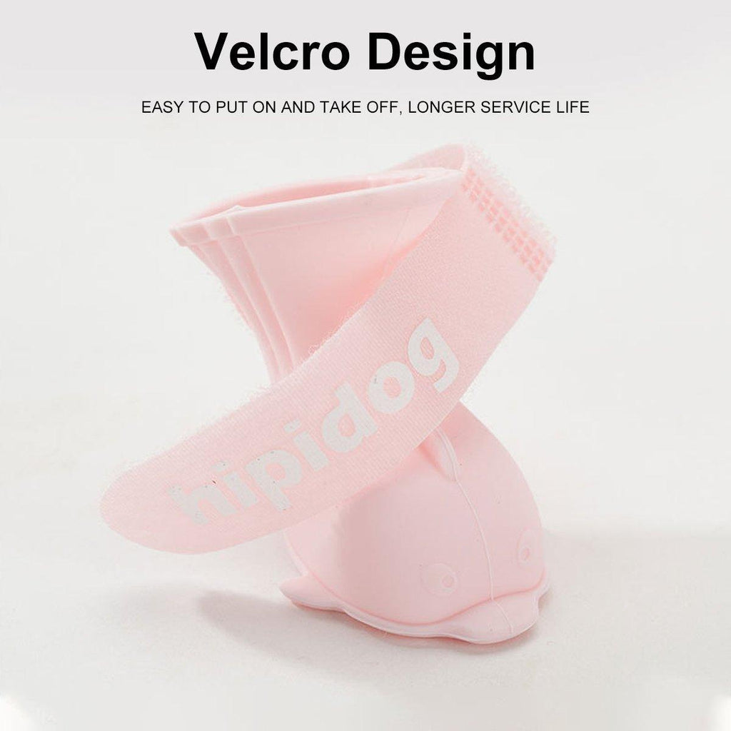 4pcs Cartoon Pet Rain Boots Waterproof Non-Slip Wear-Resistant Shoes for Dogs - Pink - M