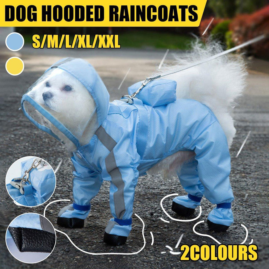 Waterproof Dog Raincoat with Feet Full Coverage for Small Dogs - Blue - M