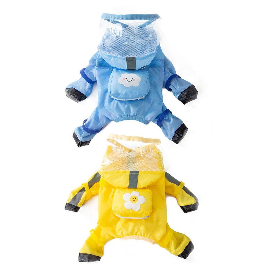 Waterproof Dog Raincoat with Feet Full Coverage for Small Dogs - Blue - M