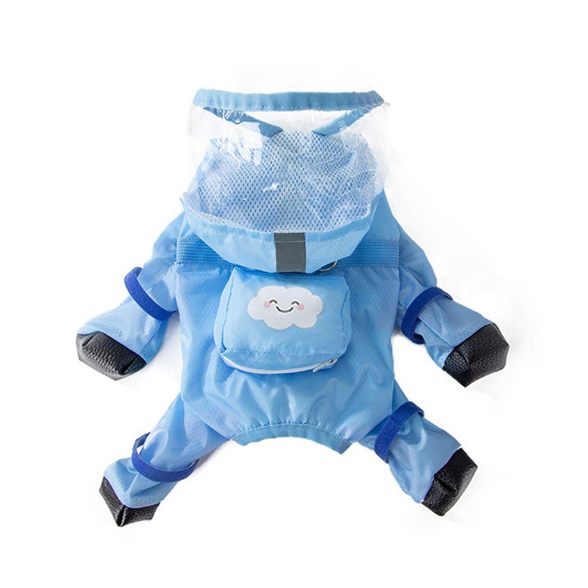 Waterproof Dog Raincoat with Feet Full Coverage for Small Dogs - Blue - M