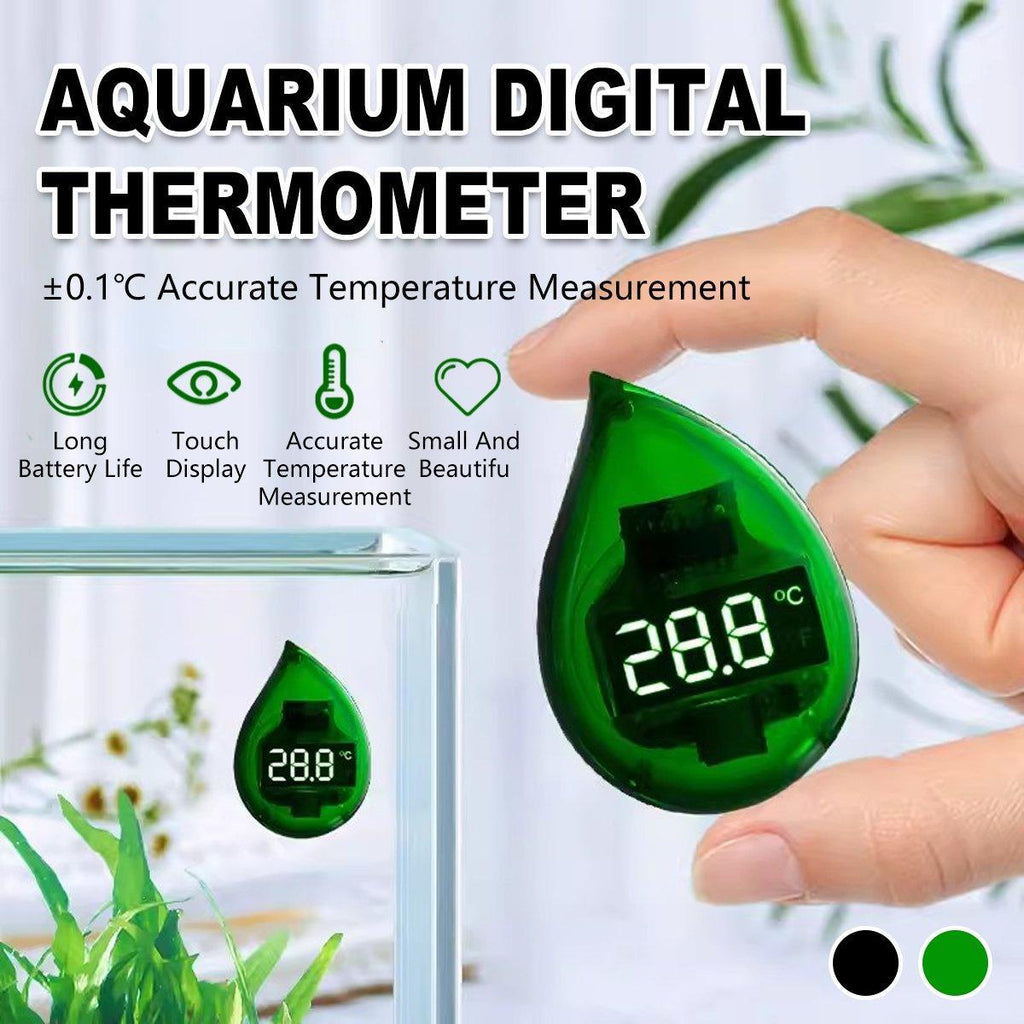 Mini Digital Fish Tank Aquarium Thermometer Gauge - Black
