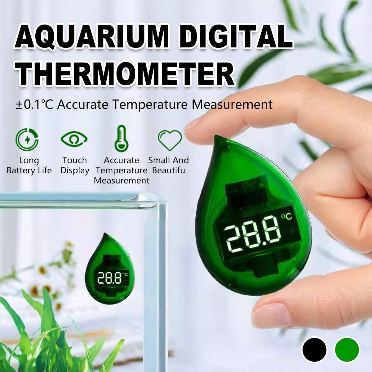 Mini Digital Fish Tank Aquarium Thermometer Gauge - Black