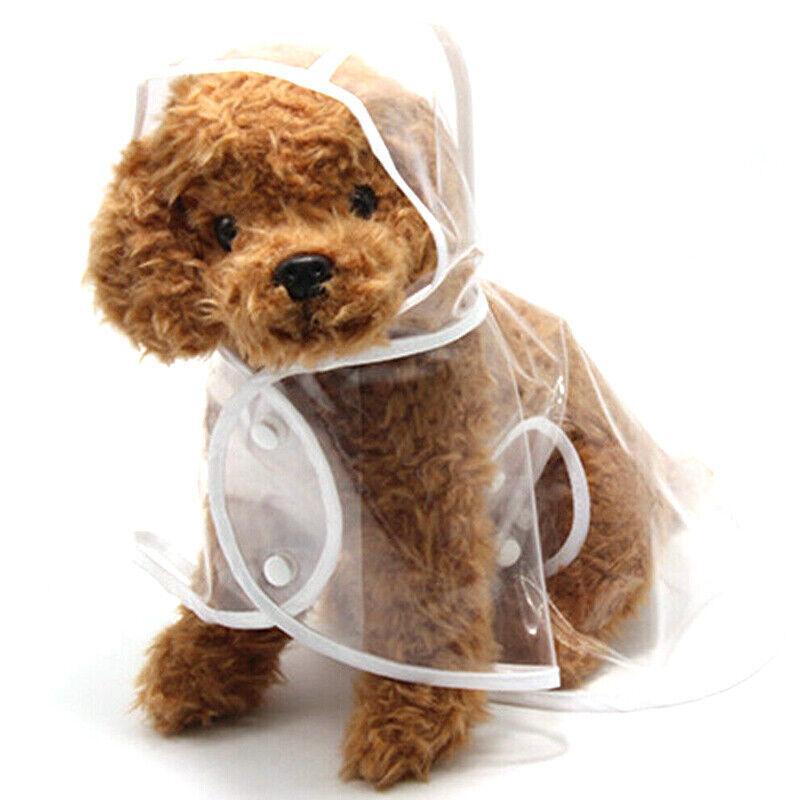Puppy Waterproof Raincoat Jacket Vest Rain Coat Outdoor Hoodies White - S