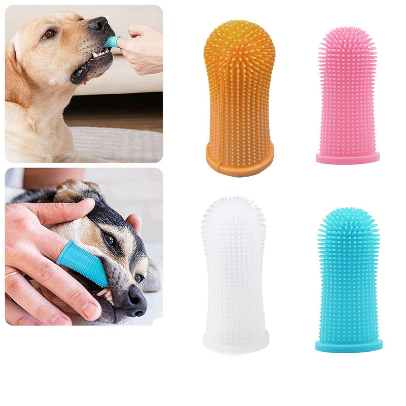 Premium Oral Care Dog Cat finger Toothbrush Silicone - Blue