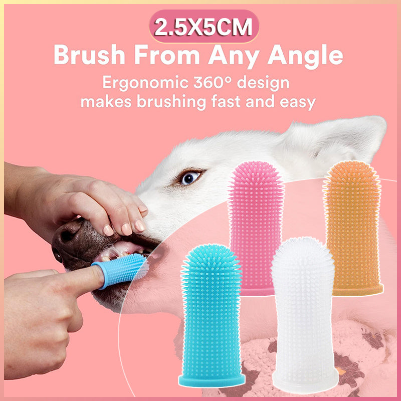Premium Oral Care Dog Cat finger Toothbrush Silicone - Pink