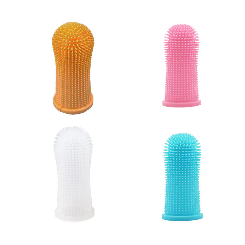 Premium Oral Care Dog Cat finger Toothbrush Silicone - White