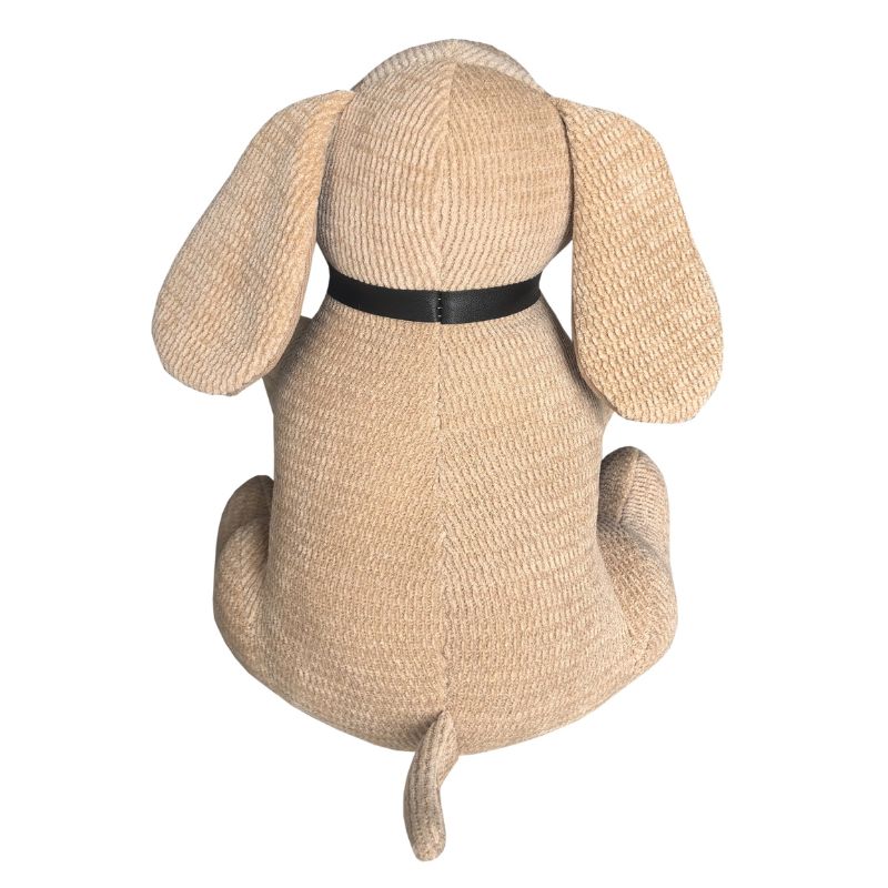 Beige Fabric Sitting Pup Door Stopper 25cm