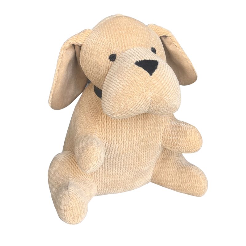 Beige Fabric Sitting Pup Door Stopper 25cm