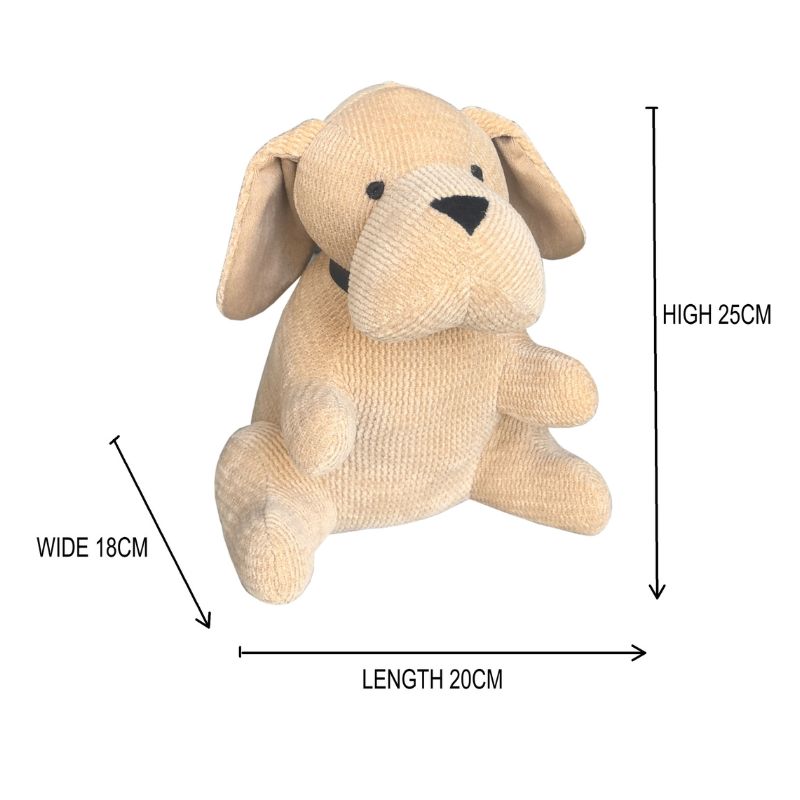 Beige Fabric Sitting Pup Door Stopper 25cm