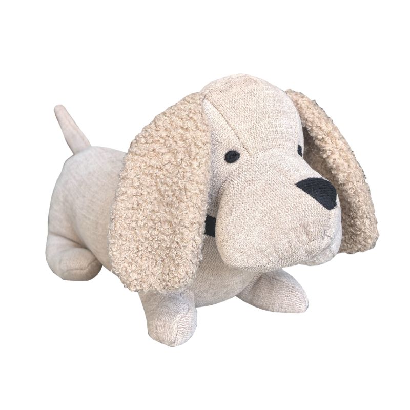 Beige Fabric Dachshund Door Stopper 38cm