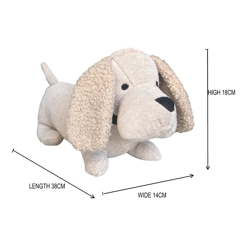 Beige Fabric Dachshund Door Stopper 38cm