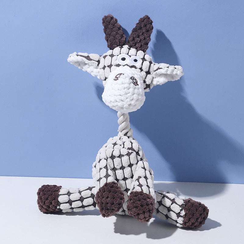 White Goat Cuddly Squeaky Animal Chew Toy for Dogs