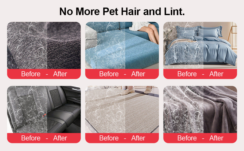 2-Pack Red and Black Pet Hair Remover Glove - Reusable Double-Sided Deshedding Glove for Dog & Cat Grooming, Sofa, Carpet & Clothes Cleaning