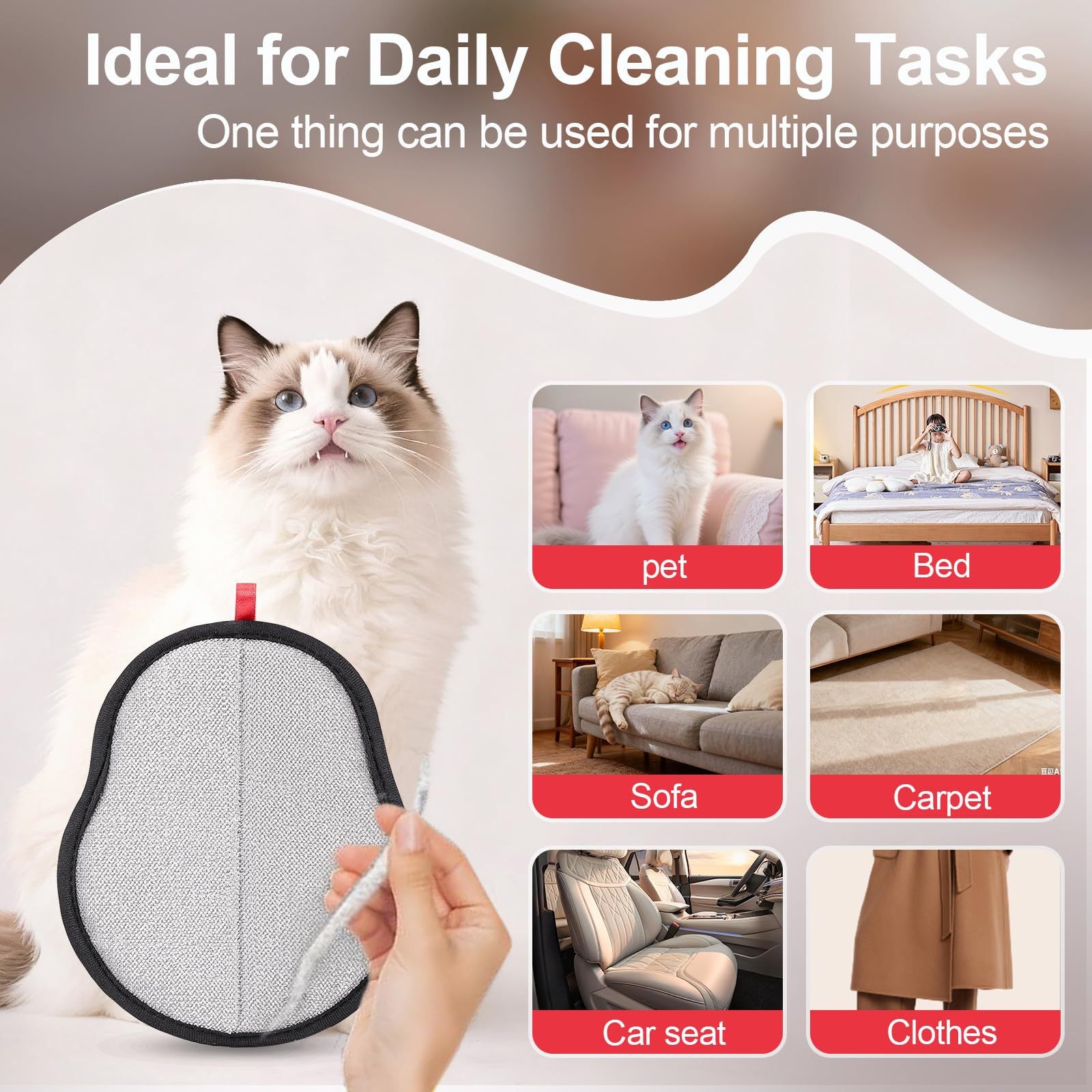 2-Pack Blue and Black Pet Hair Remover Glove - Reusable Double-Sided Deshedding Glove for Dog & Cat Grooming, Sofa, Carpet & Clothes Cleaning