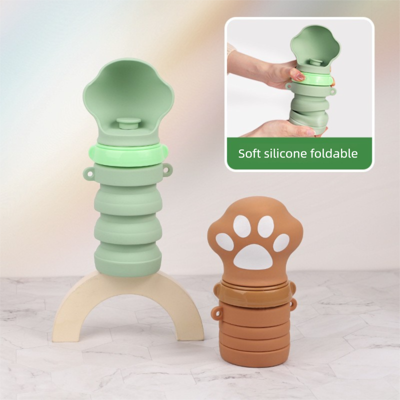 Pink Portable Collapsible Pet Water Bottle for Dogs Outdoor Travel Drinking Dispenser Silicone Pet Water Cup