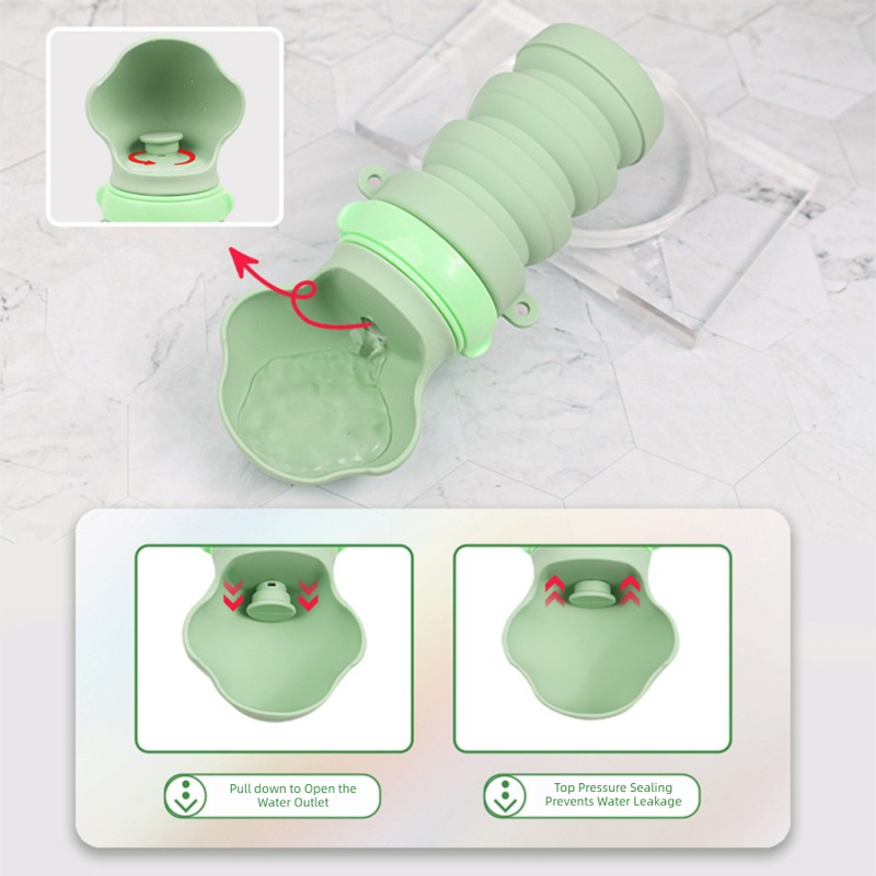 Pink Portable Collapsible Pet Water Bottle for Dogs Outdoor Travel Drinking Dispenser Silicone Pet Water Cup