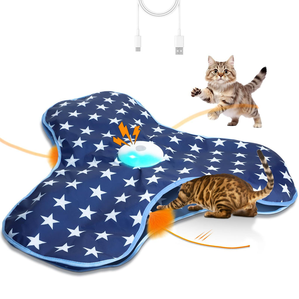 Dark Blue Interactive Cat Play Tunnel & Hunting Cover - Self-Entertaining Pet Game