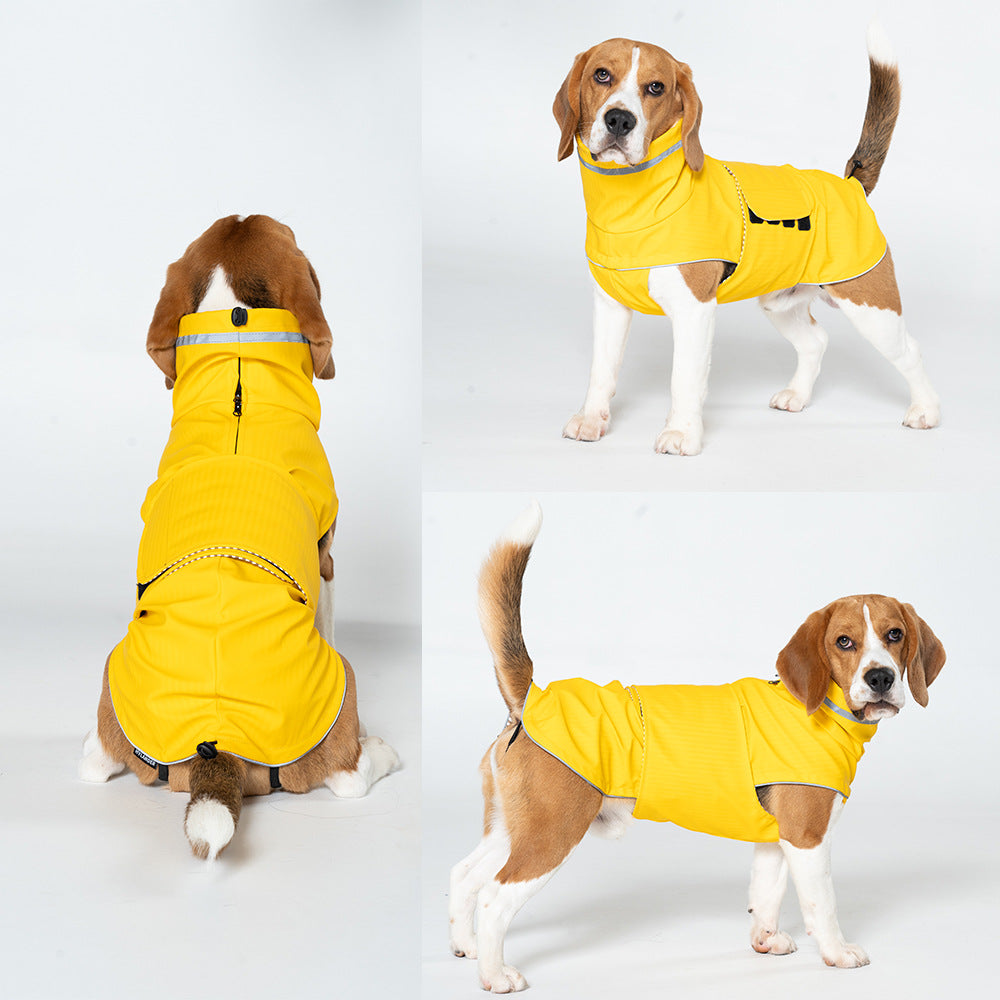 L Dark Blue All-Season Dog Raincoat