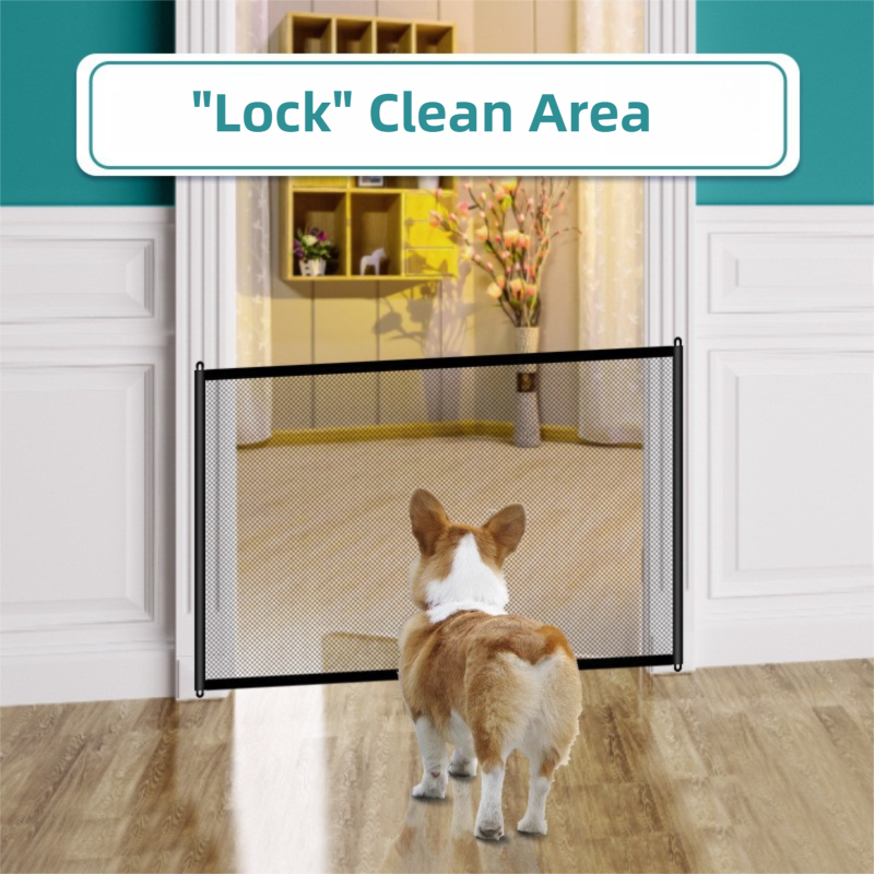 2-Pack Extra Wide Black No-Drill Pet Safety Barrier(180x72cm) With Hooks