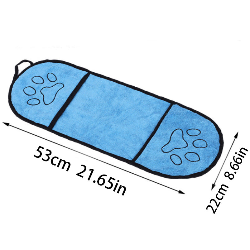 Grey Super Absorbent Pet Bath Towel with Hand Pockets Quick Dry Chenille Microfibre for Dogs and Cats Large Size 62cm